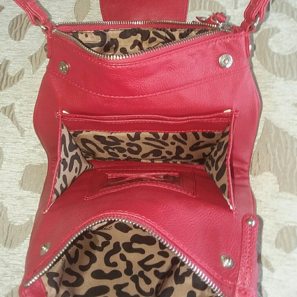 Nine West Cross-Body Bag - Red w/ Leopard Interior - Picture 2 of 3